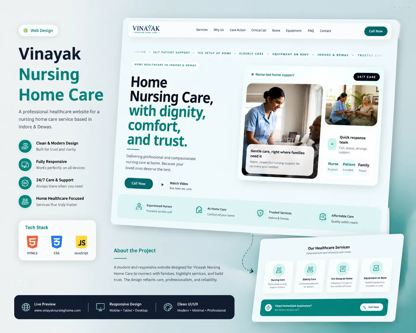 Vinayak Nursing Homecare website